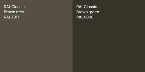 RAL 7013  Brown grey vs RAL 6008  Brown green