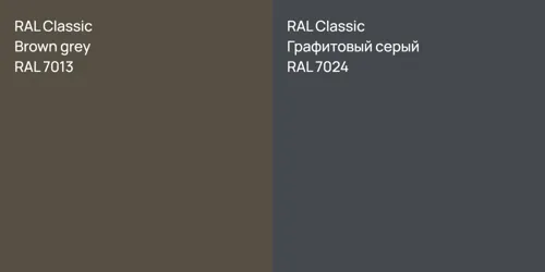 RAL 7013  Brown grey vs RAL 7024 Графитовый серый