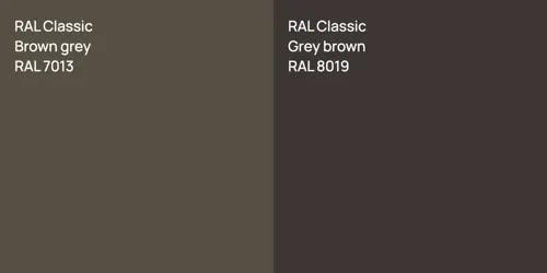 RAL 7013  Brown grey vs RAL 8019  Grey brown