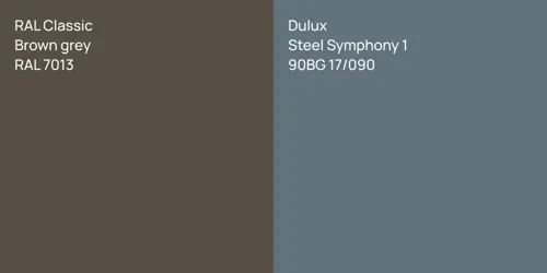RAL 7013  Brown grey vs 90BG 17/090 Steel Symphony 1