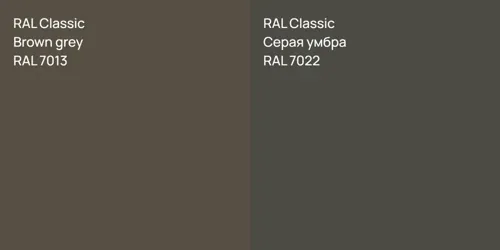 RAL 7013  Brown grey vs RAL 7022 Серая умбра