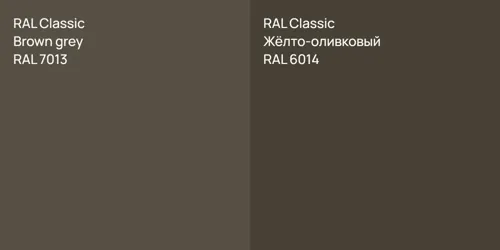 RAL 7013  Brown grey vs RAL 6014 Жёлто-оливковый
