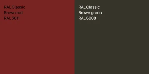 RAL 3011  Brown red vs RAL 6008  Brown green