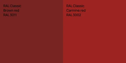 RAL 3011  Brown red vs RAL 3002  Carmine red