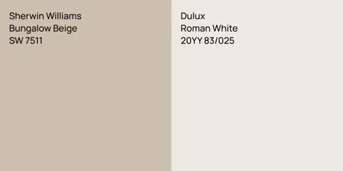 SW 7511 Bungalow Beige vs 20YY 83/025 Roman White