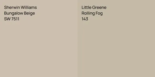 SW 7511 Bungalow Beige vs 143 Rolling Fog