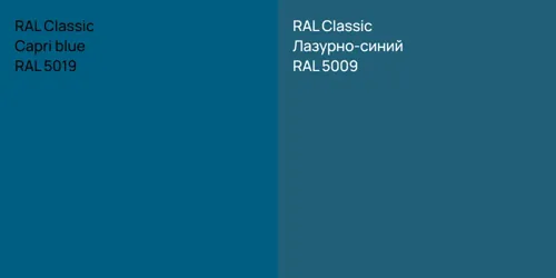 RAL 5019 Capri blue vs RAL 5009 Лазурно-синий