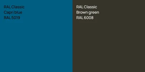 RAL 5019  Capri blue vs RAL 6008  Brown green