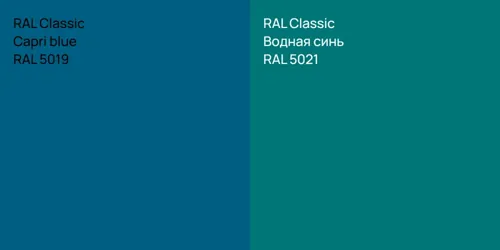 RAL 5019 Capri blue vs RAL 5021 Водная синь