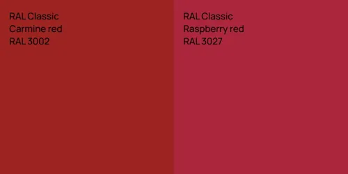 RAL 3002  Carmine red vs RAL 3027  Raspberry red