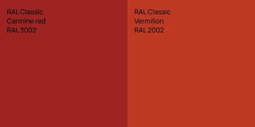 RAL 3002  Carmine red vs RAL 2002  Vermilion