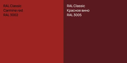 RAL 3002 Carmine red vs RAL 3005 Красное вино