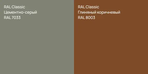 RAL 7033 Цементно-серый vs RAL 8003 Глиняный коричневый