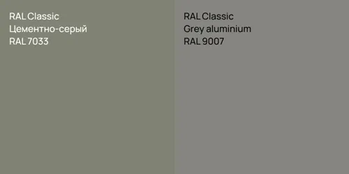 RAL 7033 Цементно-серый vs RAL 9007  Grey aluminium
