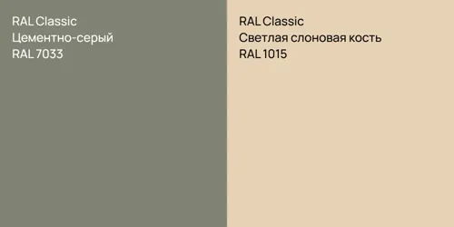 RAL 7033 Цементно-серый vs RAL 1015 Светлая слоновая кость