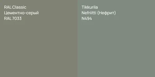 RAL 7033 Цементно-серый vs N494 Nefriitti (Нефрит)
