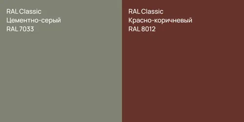 RAL 7033 Цементно-серый vs RAL 8012 Красно-коричневый
