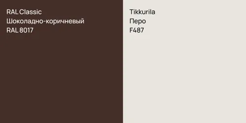 RAL 8017 Шоколадно-коричневый vs F487 Перо