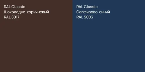 RAL 8017 Шоколадно-коричневый vs RAL 5003 Сапфирово-синий