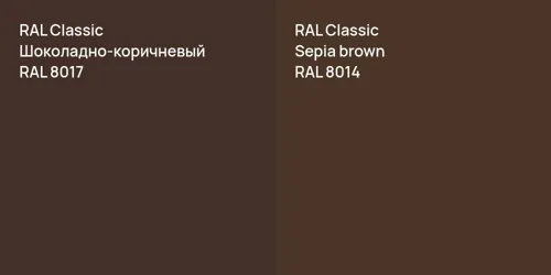 RAL 8017 Шоколадно-коричневый vs RAL 8014  Sepia brown