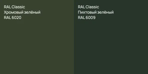 RAL 6020 Хромовый зелёный vs RAL 6009 Пихтовый зелёный