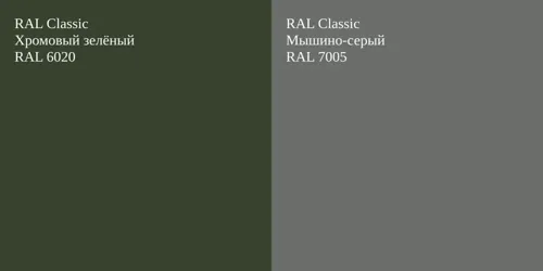 RAL 6020 Хромовый зелёный vs RAL 7005 Мышино-серый