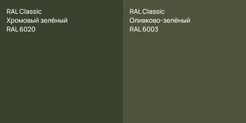 RAL 6020 Хромовый зелёный vs RAL 6003 Оливково-зелёный