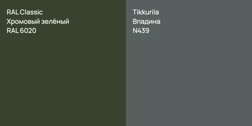 RAL 6020 Хромовый зелёный vs N439 Впадина
