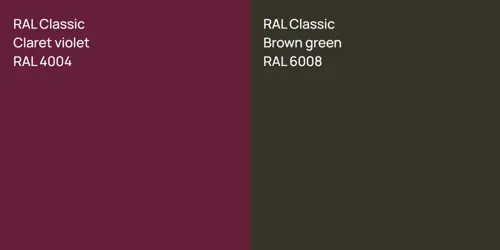 RAL 4004  Claret violet vs RAL 6008  Brown green