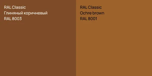 RAL 8003 Глиняный коричневый vs RAL 8001  Ochre brown