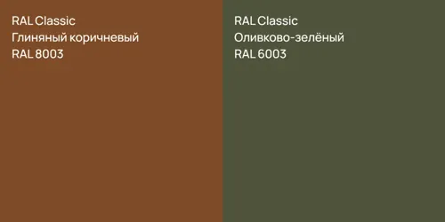 RAL 8003 Глиняный коричневый vs RAL 6003 Оливково-зелёный