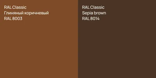 RAL 8003 Глиняный коричневый vs RAL 8014  Sepia brown