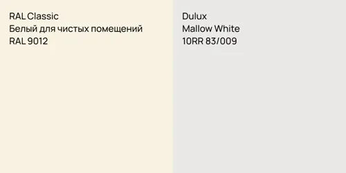 RAL 9012 Белый для чистых помещений vs 10RR 83/009 Mallow White