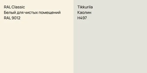 RAL 9012 Белый для чистых помещений vs H497 Каолин