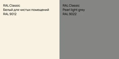 RAL 9012 Белый для чистых помещений vs RAL 9022  Pearl light grey