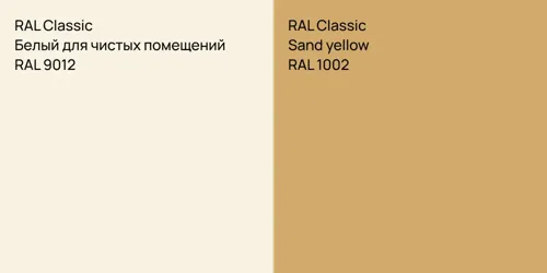 RAL 9012 Белый для чистых помещений vs RAL 1002  Sand yellow