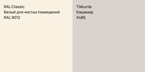 RAL 9012 Белый для чистых помещений vs X485 Кашемир