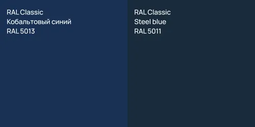 RAL 5013 Кобальтовый синий vs RAL 5011  Steel blue