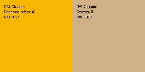 RAL 1021 Рапсово-жёлтый vs RAL 1001 Бежевый