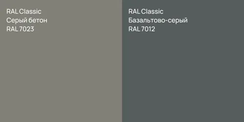 RAL 7023 Серый бетон vs RAL 7012 Базальтово-серый