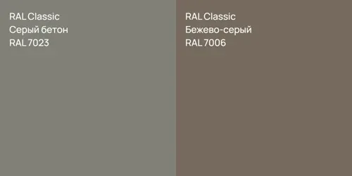 RAL 7023 Серый бетон vs RAL 7006 Бежево-серый