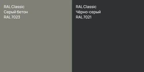 RAL 7023 Серый бетон vs RAL 7021 Чёрно-серый
