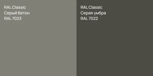 RAL 7023 Серый бетон vs RAL 7022 Серая умбра