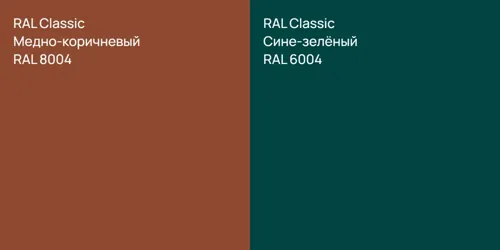 RAL 8004 Медно-коричневый vs RAL 6004 Сине-зелёный