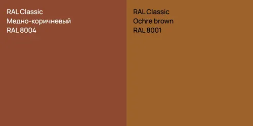RAL 8004 Медно-коричневый vs RAL 8001  Ochre brown