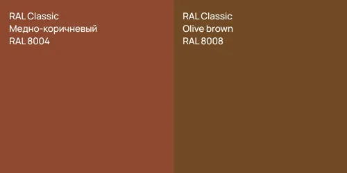 RAL 8004 Медно-коричневый vs RAL 8008  Olive brown