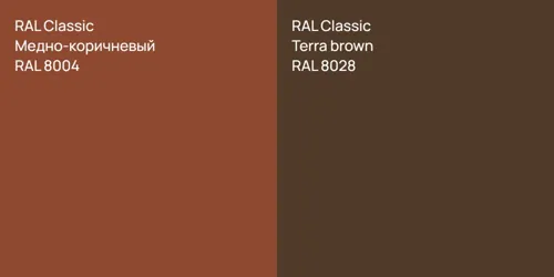 RAL 8004 Медно-коричневый vs RAL 8028  Terra brown