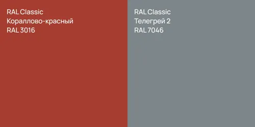 RAL 3016 Кораллово-красный vs RAL 7046 Телегрей 2