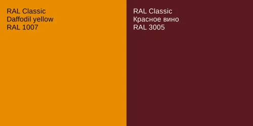 RAL 1007  Daffodil yellow vs RAL 3005 Красное вино
