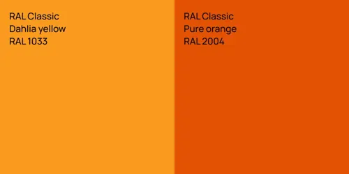 RAL 1033  Dahlia yellow vs RAL 2004  Pure orange